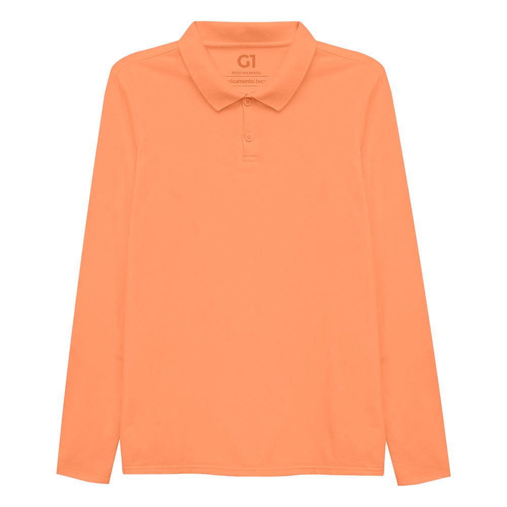 Camisa Polo Manga Longa Plus Feminina - Amarelo Mostarda
