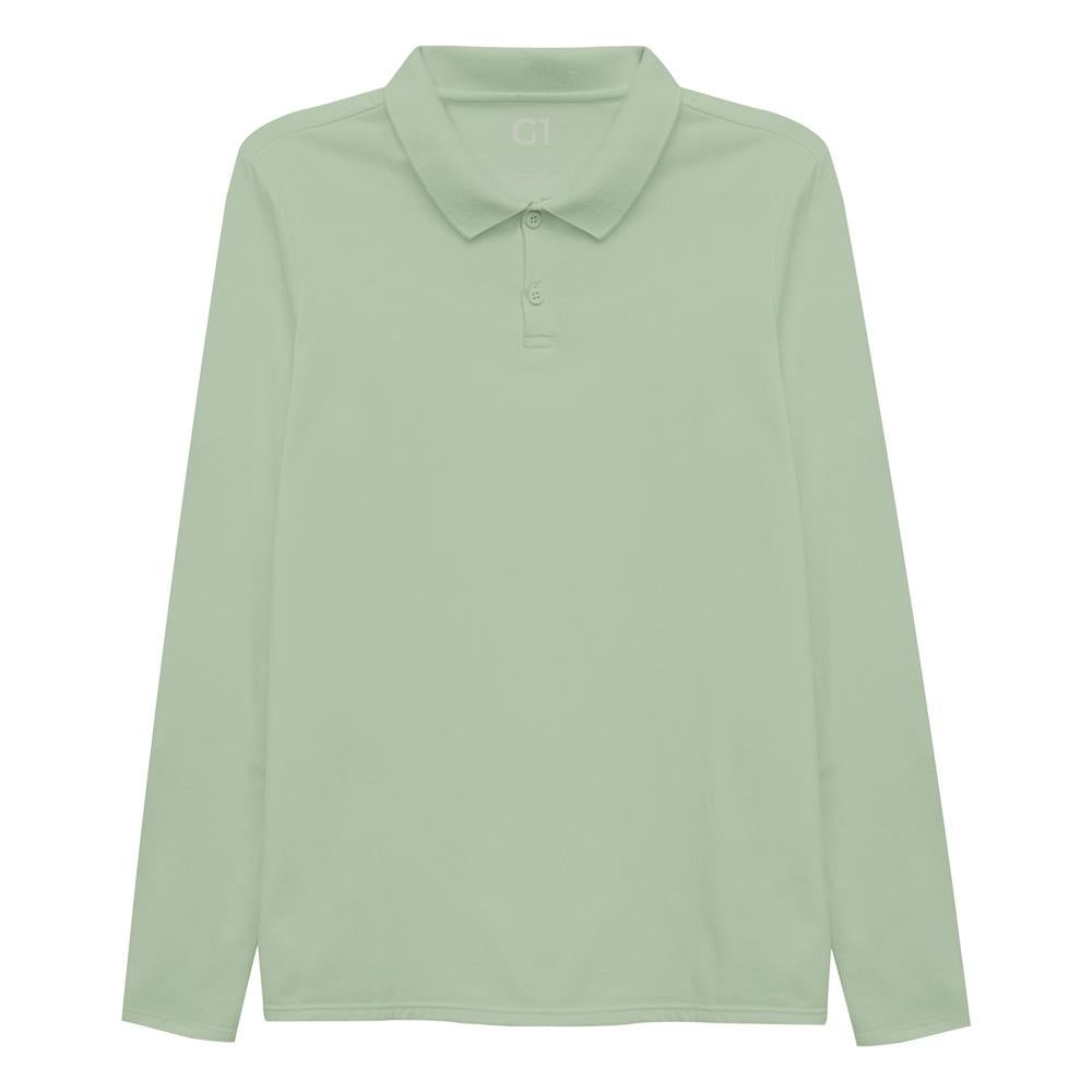 Camisa Polo Manga Longa Plus Size Feminina - Verde Oliva