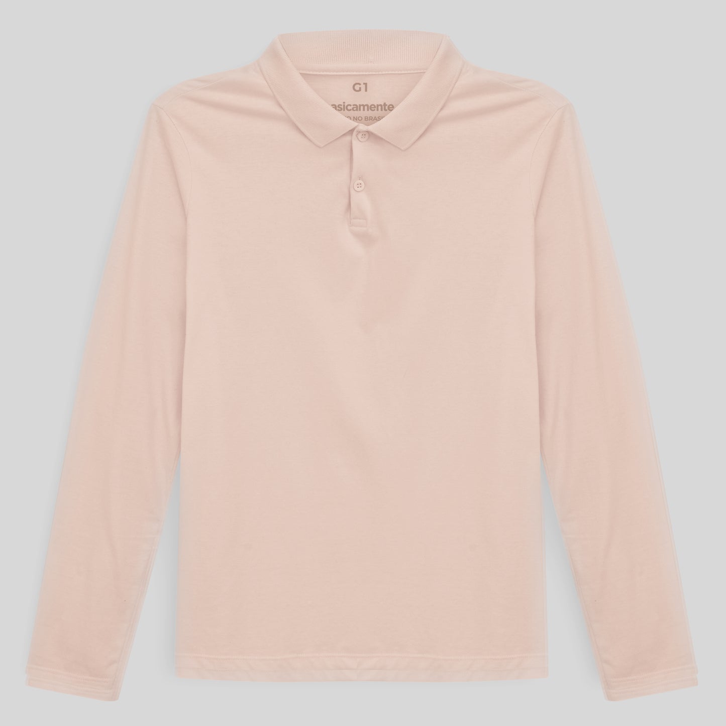 Camisa Polo Manga Longa Plus Feminina - Rosa Pastel