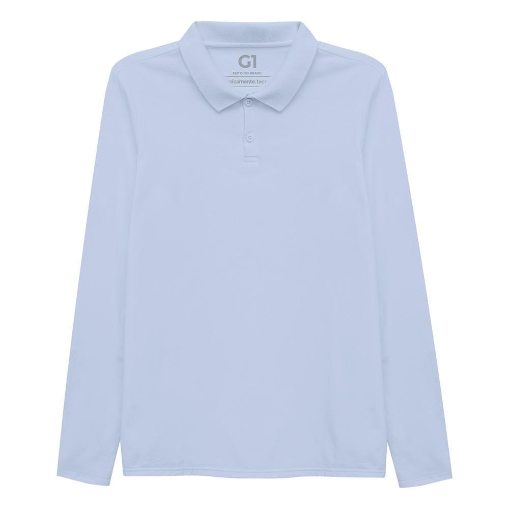 Camisa Polo Manga Longa Plus Feminina - Azul Boy