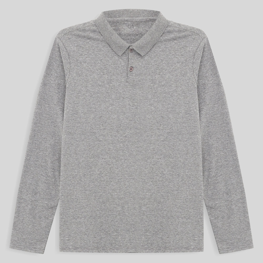 Camisa Polo Manga Longa Plus Feminina - Mescla Claro