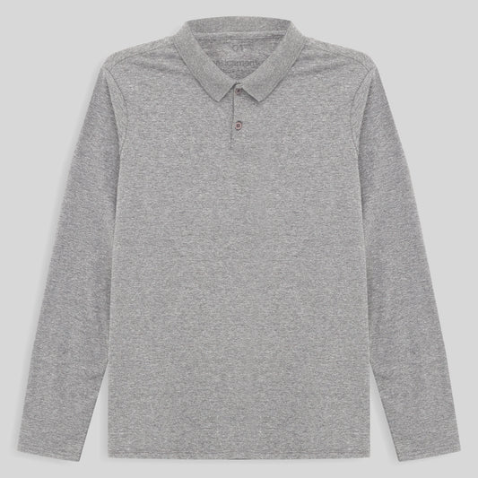 Camisa Polo Manga Longa Plus Feminina - Mescla Claro