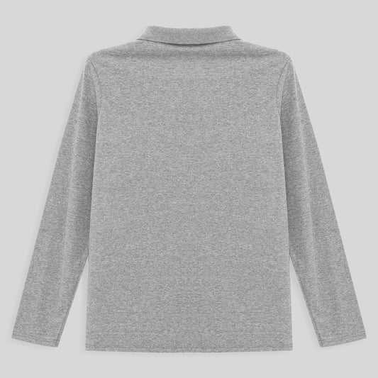 Camisa Polo Manga Longa Plus Feminina - Mescla Claro
