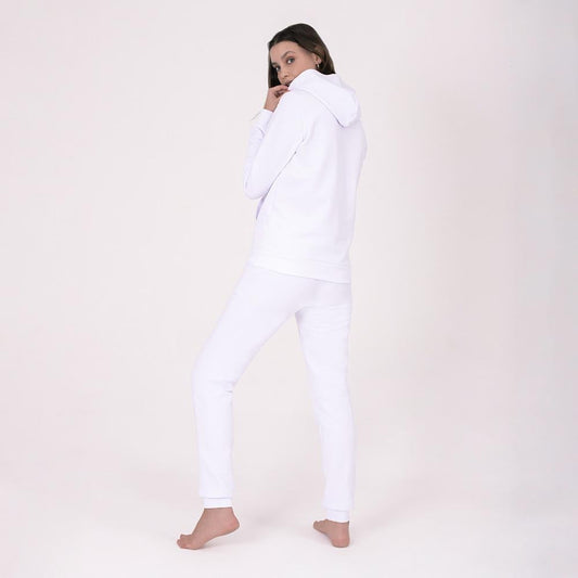 Blusão Moletom Flanelado Capuz Feminino - Branco