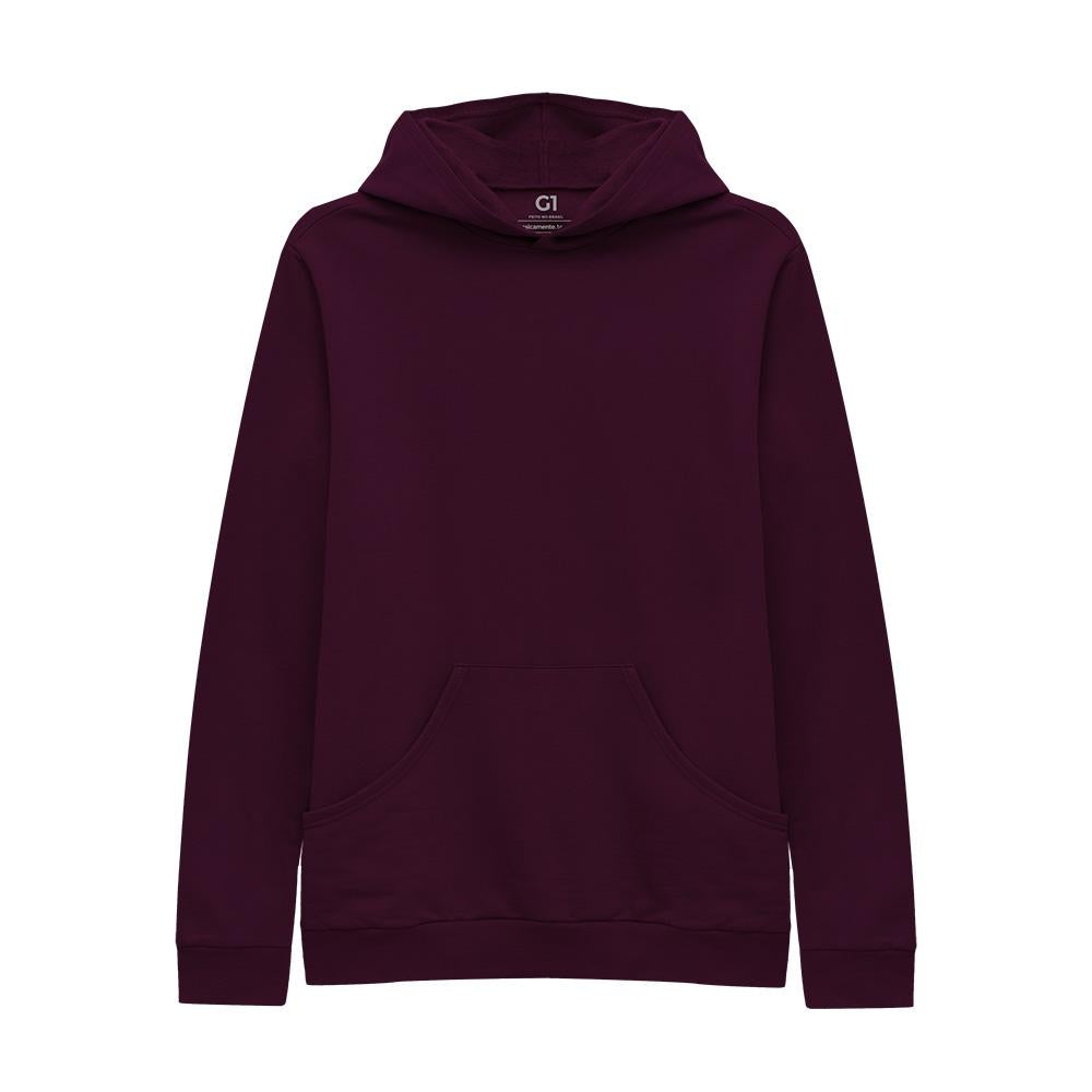 Blusão Moletom Flanelado Capuz Plus Feminino - Wine