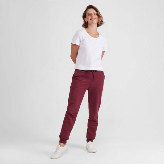 Calça Jogger Moletom Flanelado Feminina - Vermelho Vinho