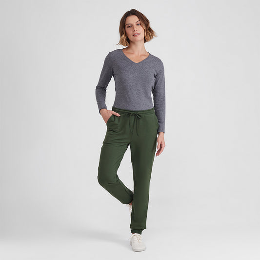 Calça Jogger Moletom Flanelado Feminina - Verde Selva