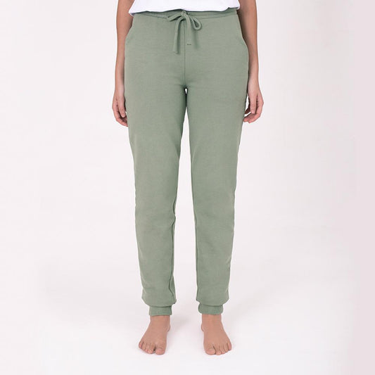 Calça Jogger Moletom Flanelado Feminina - Verde Oliva
