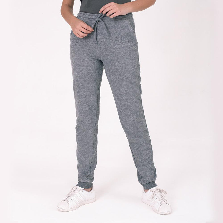 Calça Jogger Moletom Felpa Feminina - Mescla Escuro