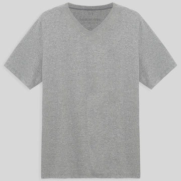 Camiseta Algodão Premium Gola V Plus Size Masculina - Mescla Claro