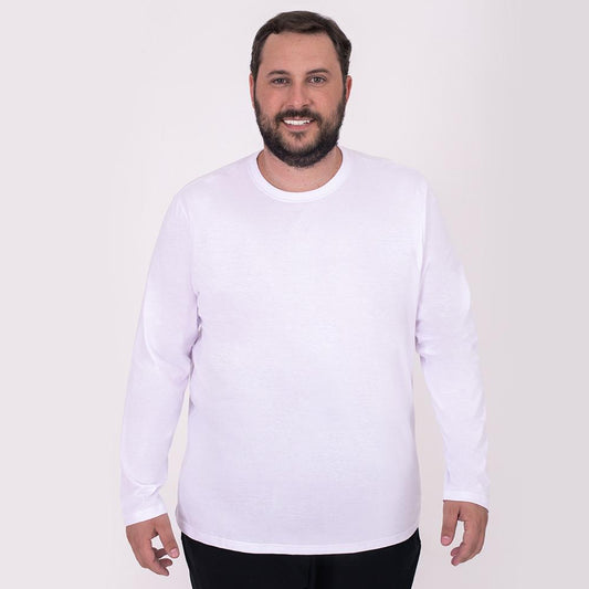 Camiseta Básica Manga Longa Plus Masculina - Branco