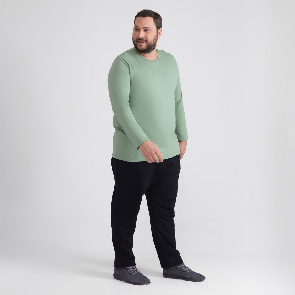 Camiseta Básica Manga Longa Plus Masculina - Verde Jade