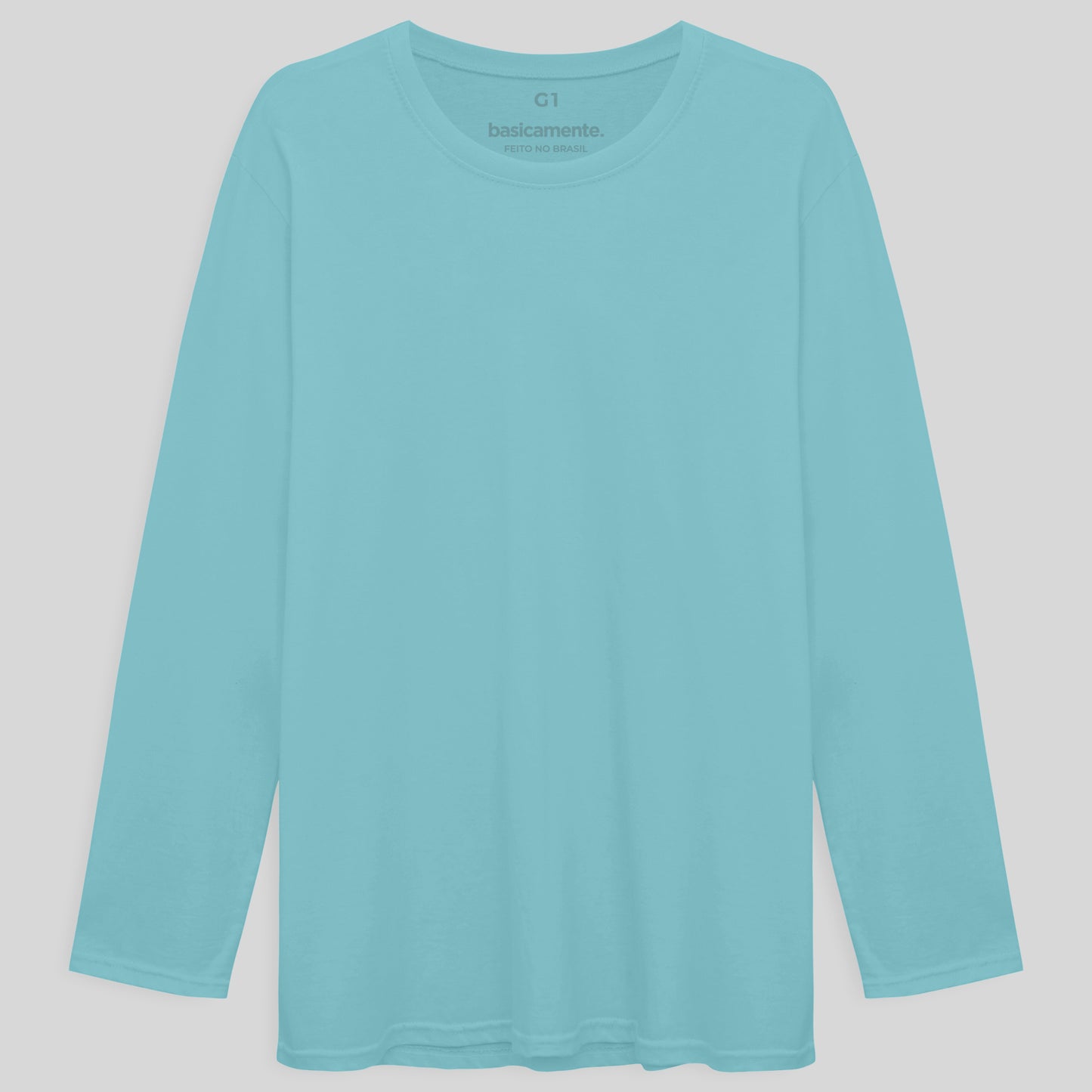 Camiseta Básica Manga Longa Plus Masculina - Azul Claro