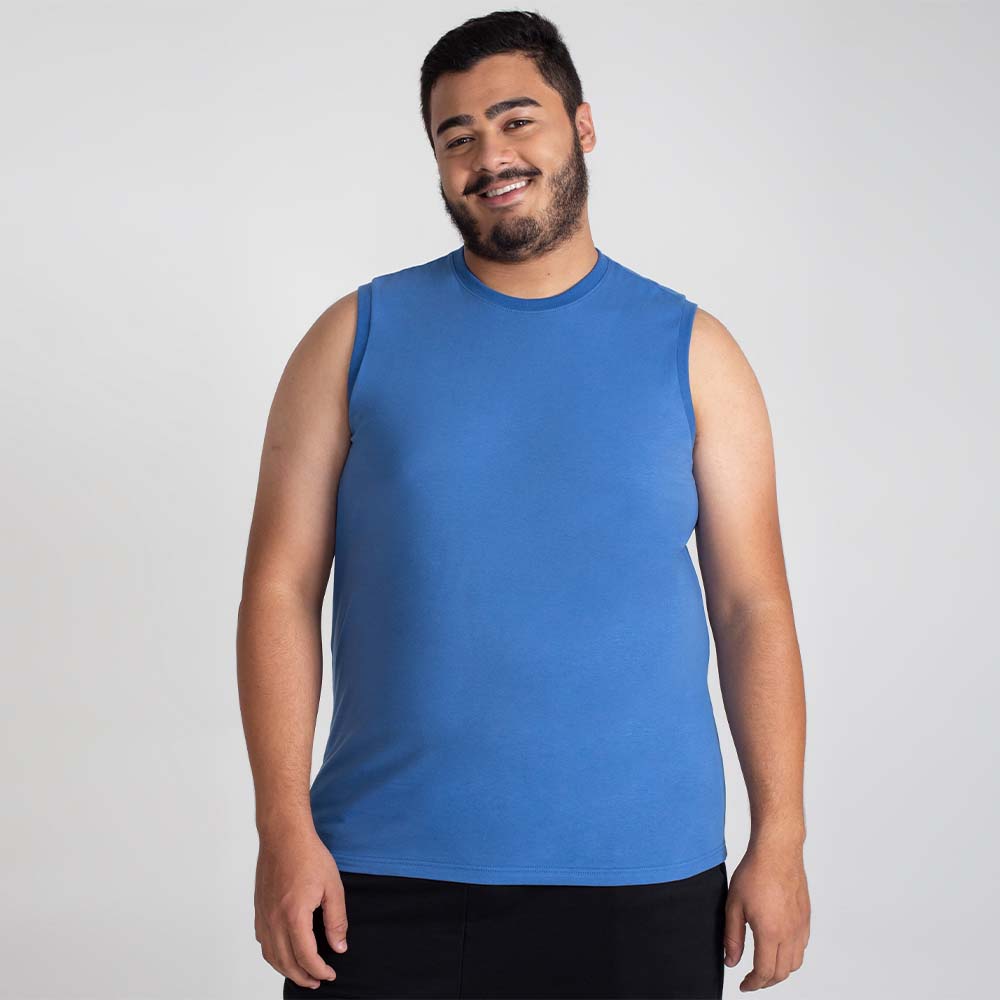 Regata Algodão Premium Plus Size Masculino - Azul Oceano