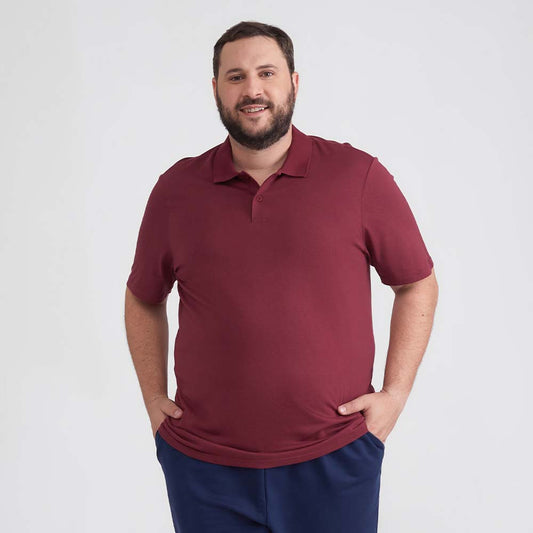 Camisa Polo Plus Masculina - Vermelho Vinho