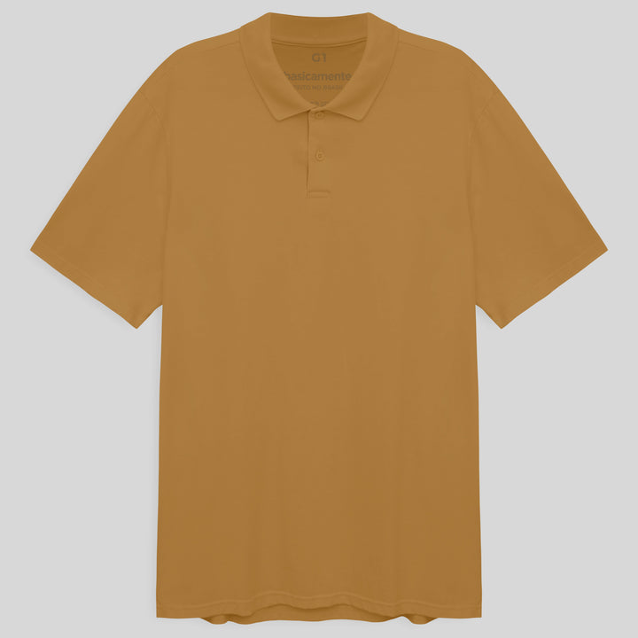 Camisa Polo Algodão Premium Plus Size Masculina - Marrom Khaki