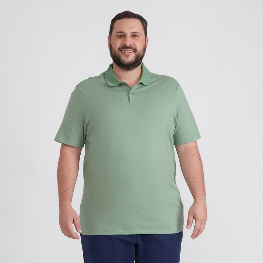 Camisa Polo Plus Masculina - Verde Jade