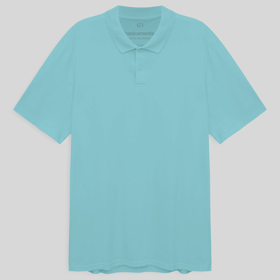 Camisa Polo Plus Masculina - Azul Claro