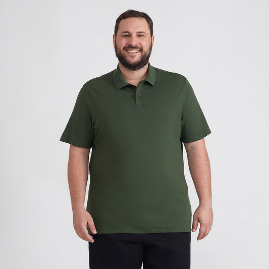 Camisa Polo Plus Masculina - Verde Selva