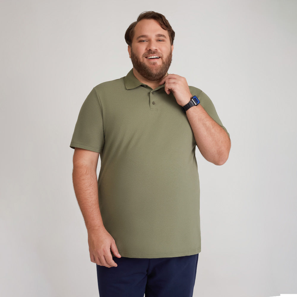 Camisa Polo Piquet Plus Masculina - Verde Militar