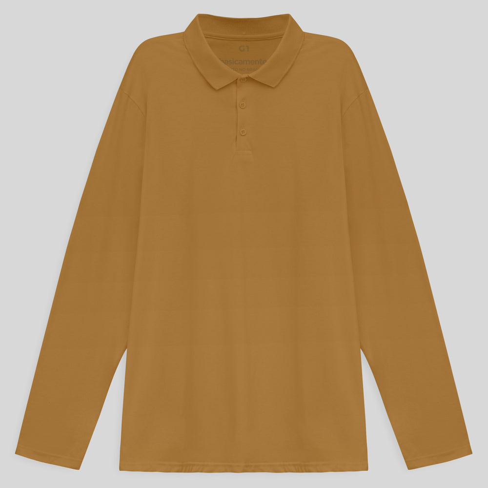 Camisa Polo Ml Plus Masculina - Ocre