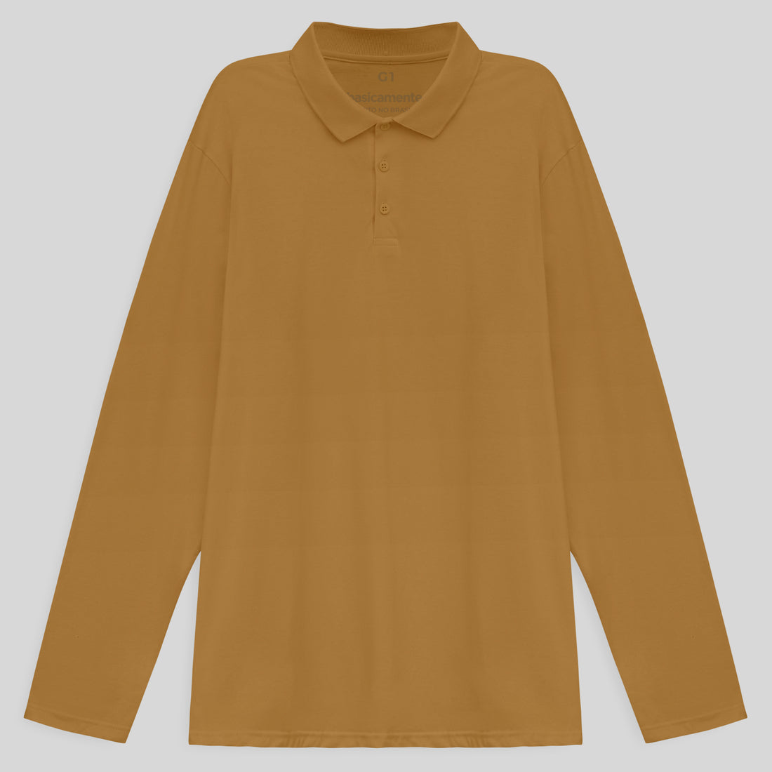 Camisa Polo Ml Plus Size Masculina - Marrom Khaki