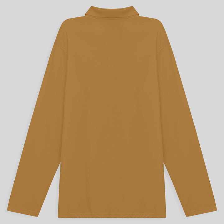 Camisa Polo Ml Plus Size Masculina - Marrom Khaki