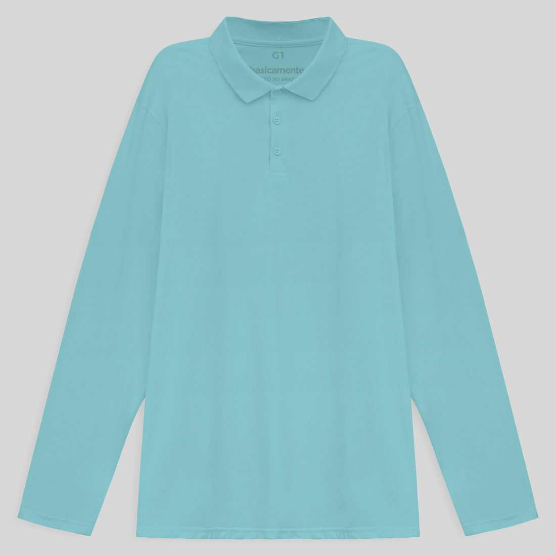 Camisa Polo Ml Plus Size Masculina - Azul Claro