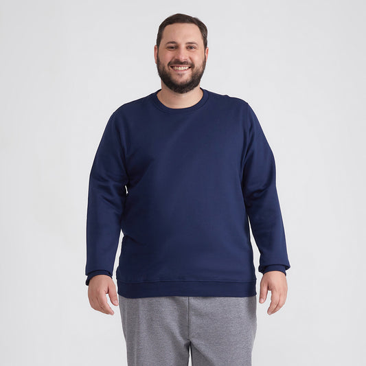 Blusão Moletom Flanelado Plus Masculino - Azul Marinho