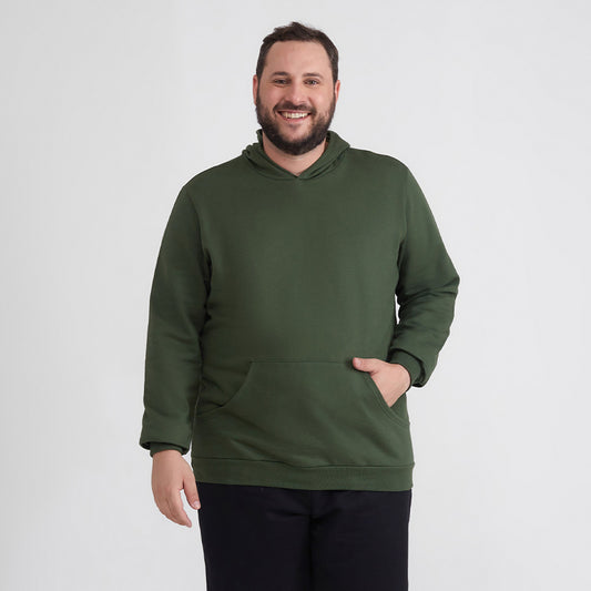 Blusão Moletom Flanelado Capuz Plus Masculino - Verde Selva