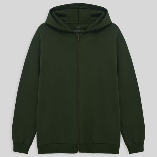 Jaqueta Moletom Flanelado Plus Masculina - Verde Selva