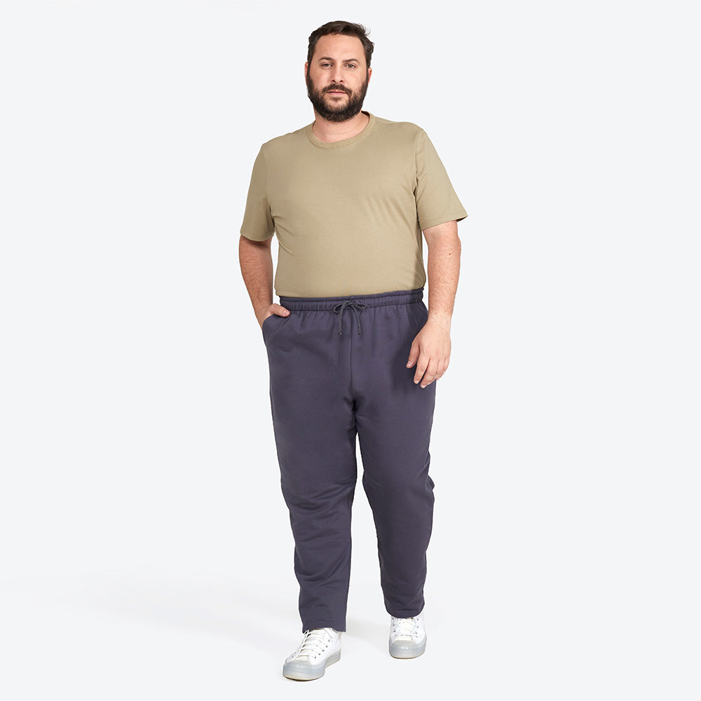 Calça Reta Moletom Flanelado Plus Masculina - Grafite