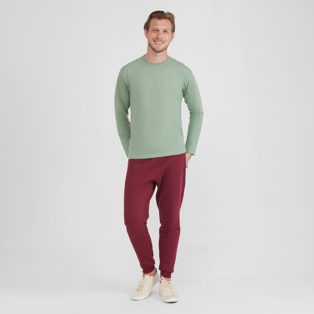 Camiseta Básica Manga Longa Masculina - Verde Jade