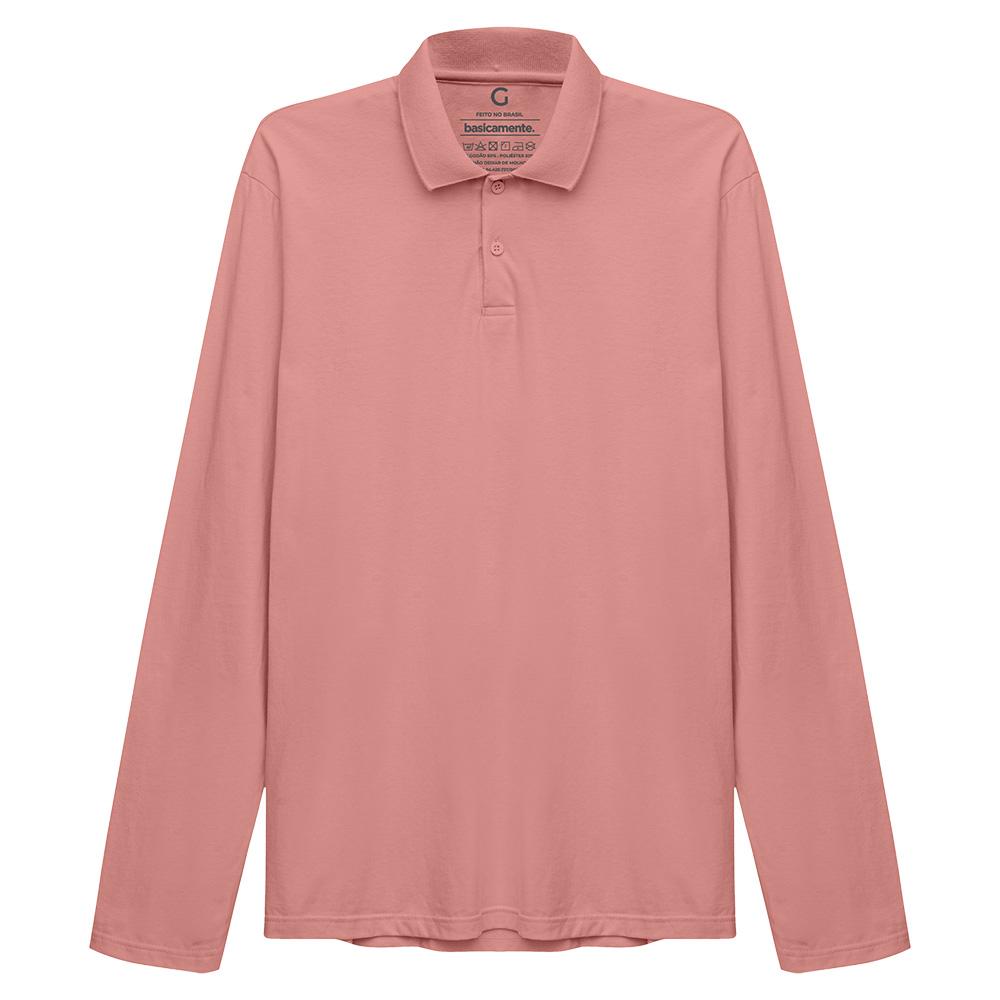 Camisa Polo Manga Longa Masculina - Rose