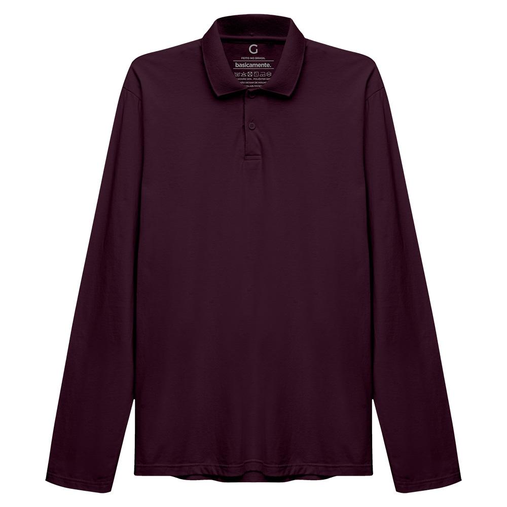 Camisa Polo Manga Longa Masculina - Wine