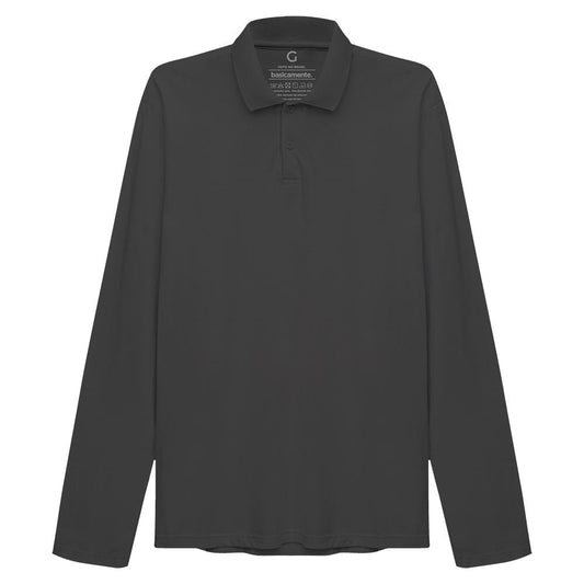 Camisa Polo Manga Longa Masculina - Cinza Ardósia