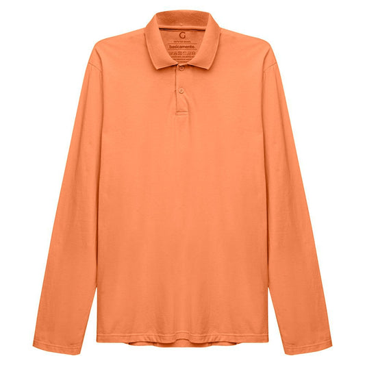 Camisa Polo Manga Longa Masculina - Amarelo Mostarda
