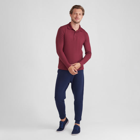 Camisa Polo Manga Longa Masculina - Vermelho Vinho