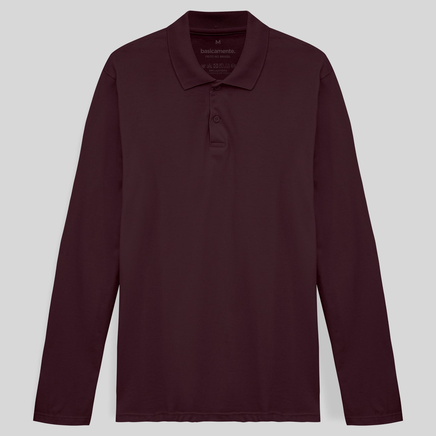 Camisa Polo Manga Longa Masculina - Vermelho Vinho
