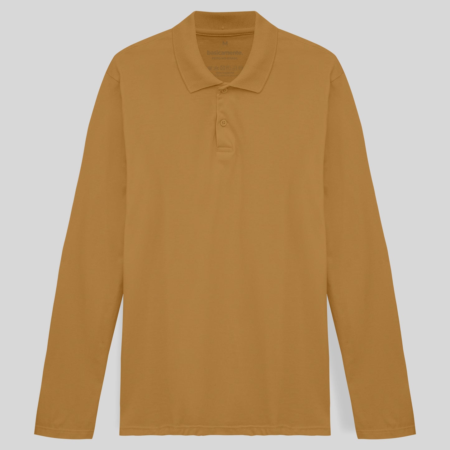 Camisa Polo Manga Longa Masculina - Ocre