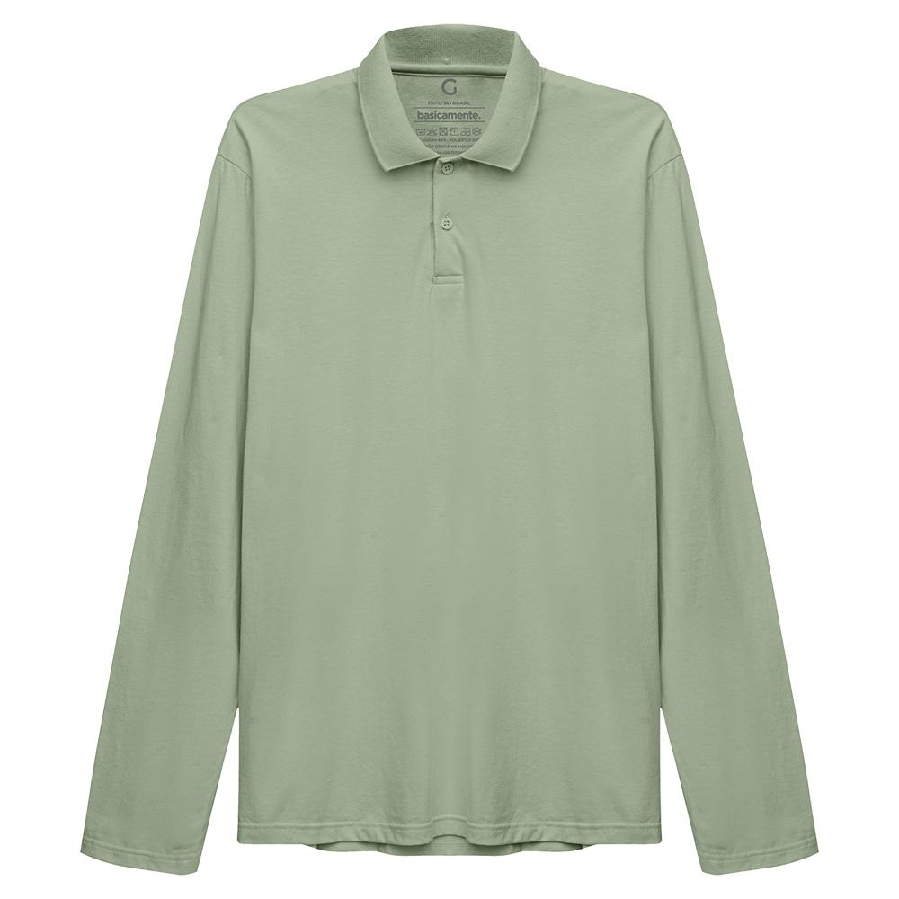 Camisa Polo Manga Longa Masculina - Verde Oliva