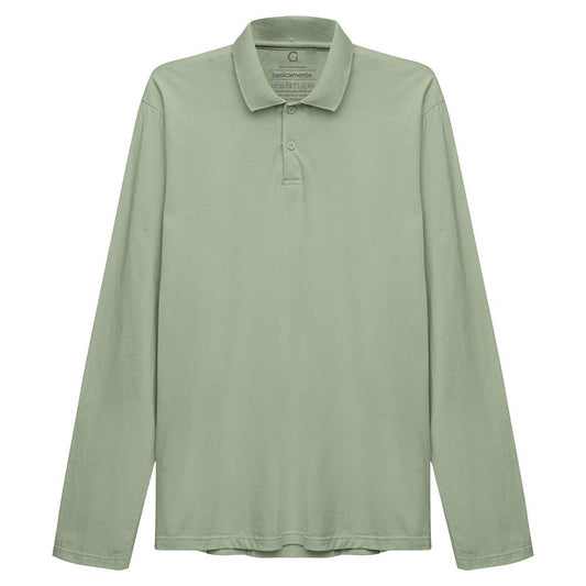 Camisa Polo Manga Longa Masculina - Verde Oliva