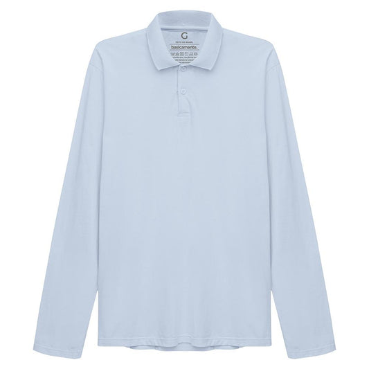 Camisa Polo Manga Longa Masculina - Azul Capri