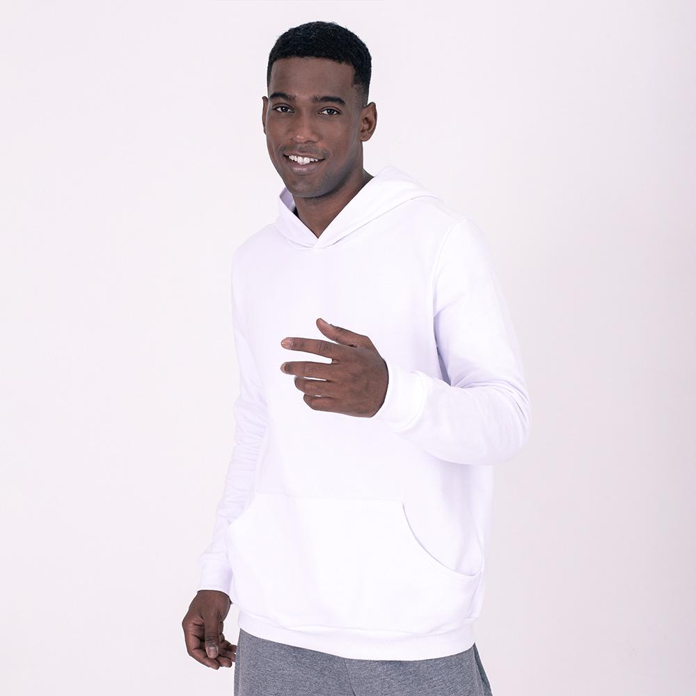 Blusão Moletom Flanelado Capuz Masculino - Branco