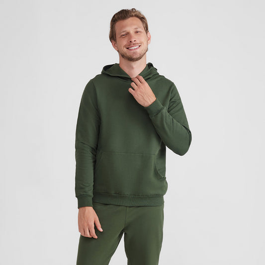Blusão Moletom Flanelado Capuz Masculino - Verde Selva