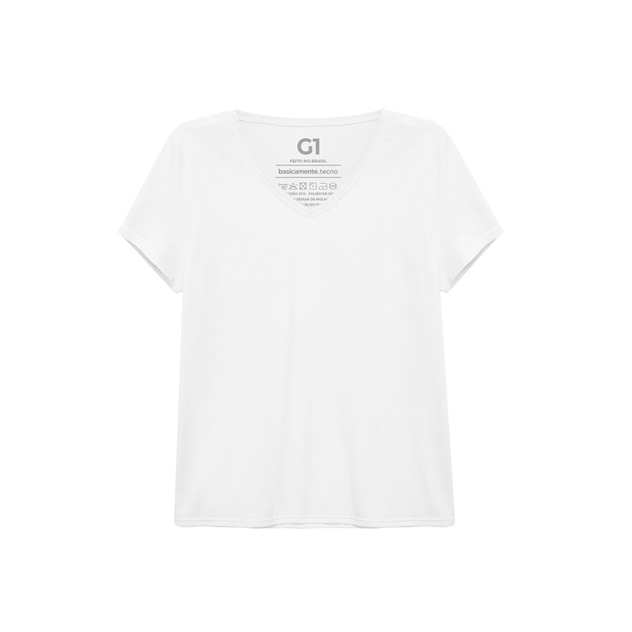 Tech T-Shirt Anti Odor Gola V Plus Size Feminina - Branco