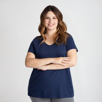Tech T-Shirt Anti Odor Gola V Plus Size Feminina - Azul Marinho