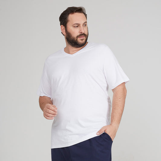 Tech T-Shirt Anti Odor Gola V Plus Size Masculina - Branco