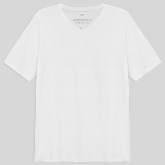 Tech T-Shirt Anti Odor Gola V Plus Size Masculina - Branco