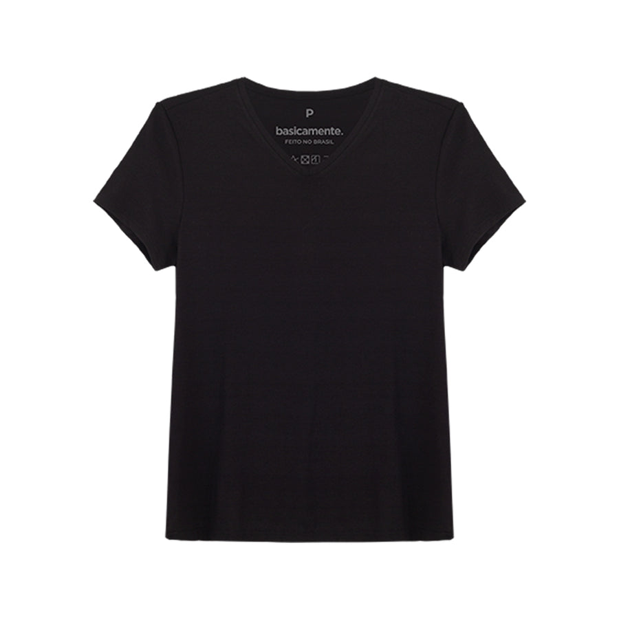 Tech T-Shirt Modal Gola V Feminina - Preto